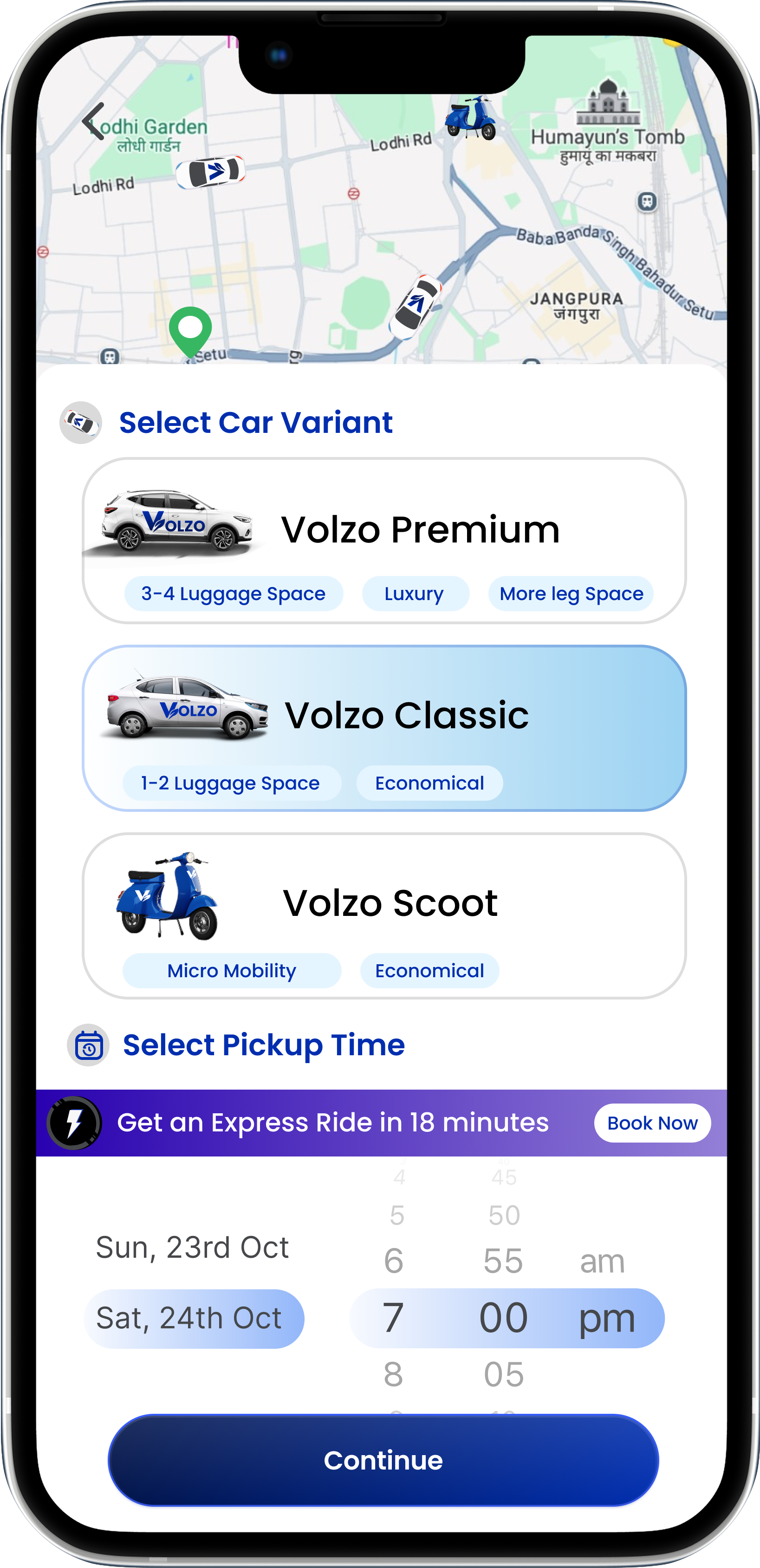 Vehicle Selection Screen